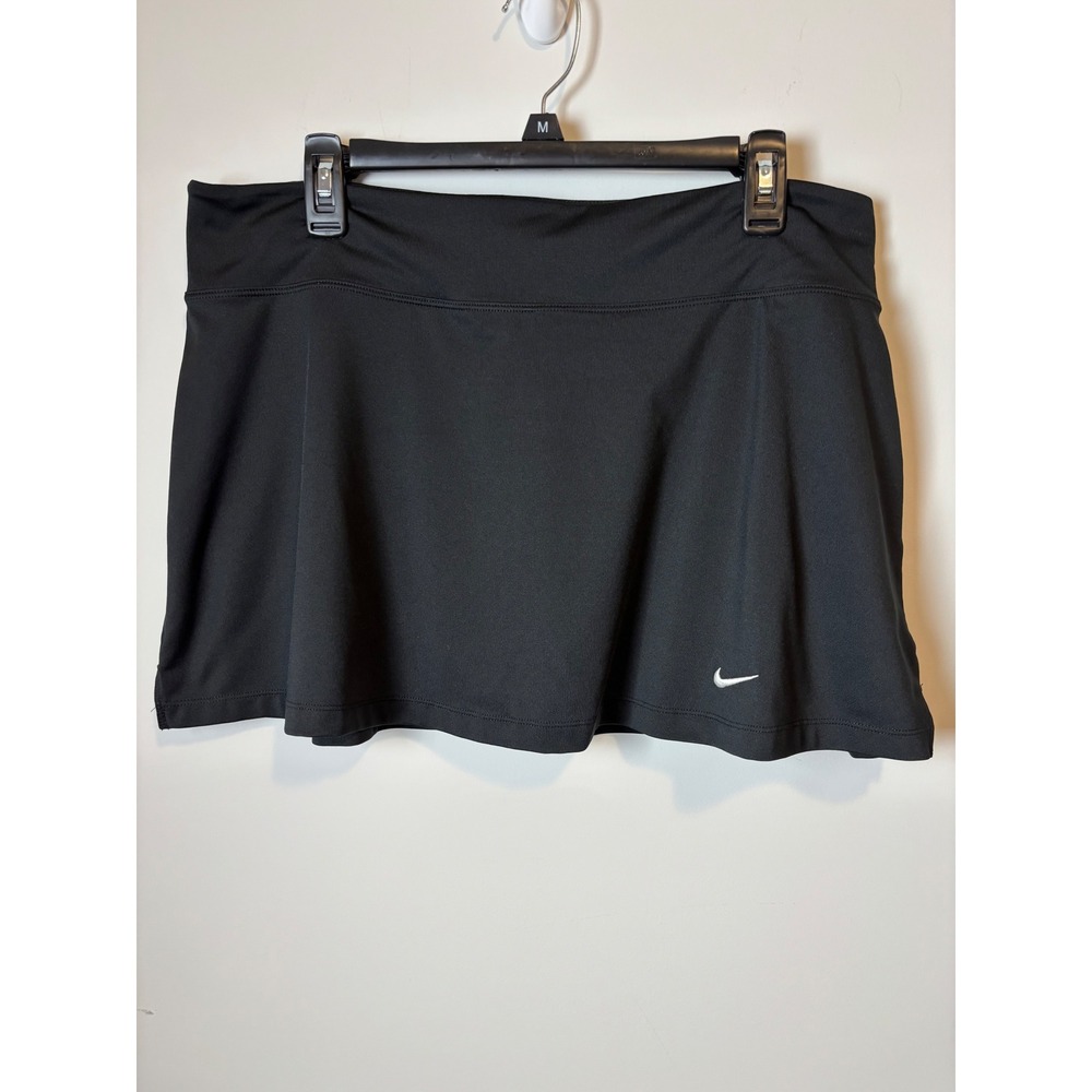 Nike Dri-FIT Womens Black Athletic Tennis Golf Skort XL Black White Logo